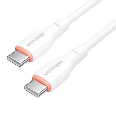 cabo USB tipo C branco com conectores metálicos e marca VENTION
