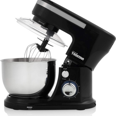 Batedeira preta TRISTAR com taça inox e controlo de velocidades