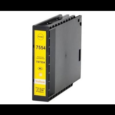 Cartucho de tinta amarelo com etiqueta preta e amarela