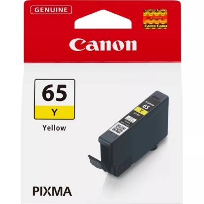Cartucho de tinta amarelo Canon 65 Y na embalagem