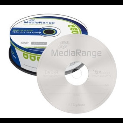 Pacote e disco DVD-R MediaRange para gravação