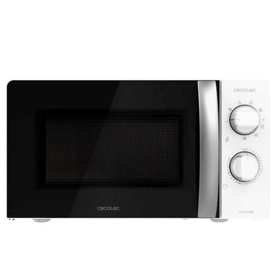 Micro-ondas preto e branco Cecotec com controlo lateral