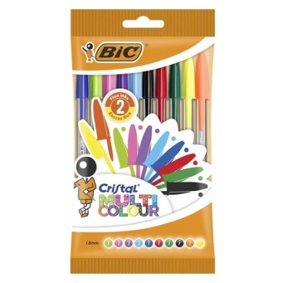 Pacote de canetas BIC Cristal Multicolour de várias cores
