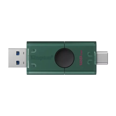 Pen drive Kingston verde com conetores USB-A e USB-C e capacidade 128 GB