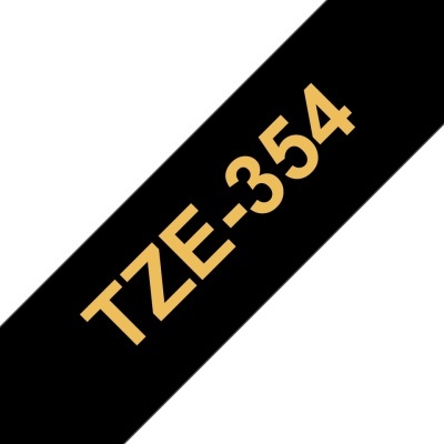 Fita de etiqueta preta com texto amarelo TZE-354