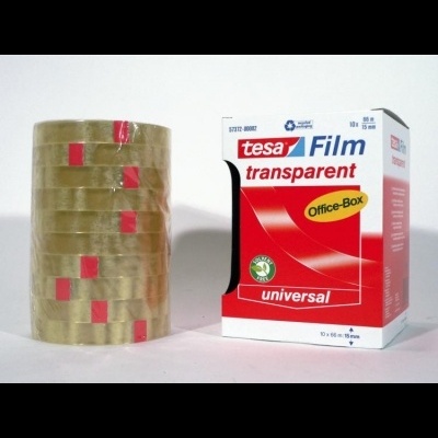 Fita adesiva transparente Tesa Film universal e sua embalagem