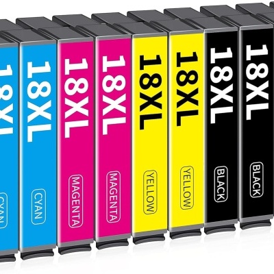 Conjunto de 10 tinteiros de tinta para impressora Hookink 18XL Cyan Magenta Yellow Black.