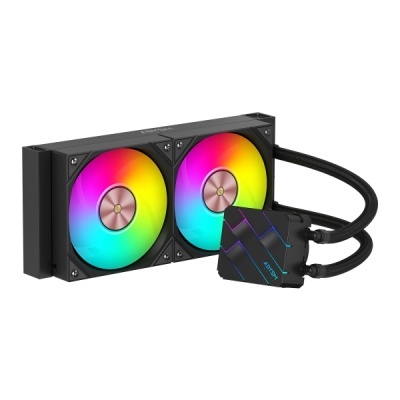 Sistema de refrigeração líquida para PC com ventoinhas RGB coloridas e bloco preto ADYSON