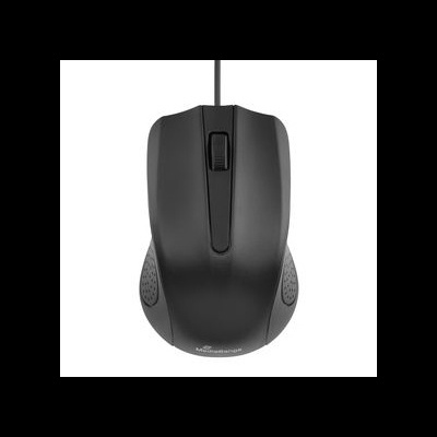 Rato de computador preto com cabo e roda de scroll