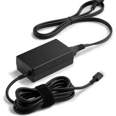Carregador de portátil preto com cabo USB-C