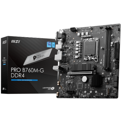 Placa-mãe MSI PRO B760M-G DDR4 com embalagem