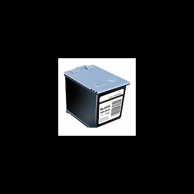 Cartucho de tinta preto com tampa cinzenta em fundo branco