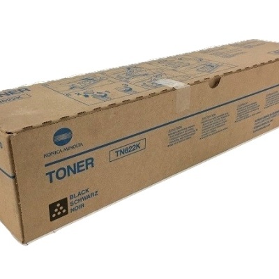 Caixa de toner Konica Minolta TN622K preta em cartão castanho