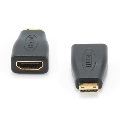 adaptador HDMI preto com ligações macho e fêmea