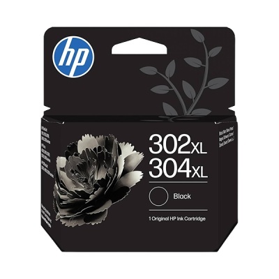 Embalagem preta de tinta HP 302XL 304XL Black com flor cinza