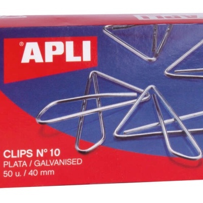Caixa de clips metálicos triangulares prata APLI
