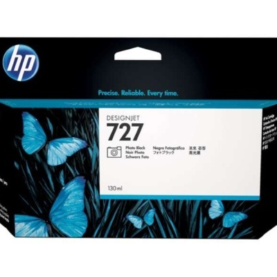 Embalagem de tinta HP DesignJet 727 Photo Black com borboletas azuis