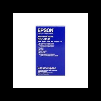 Embalagem azul de cartucho de fita Epson ERC-38 B com texto branco
