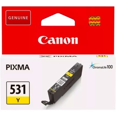 Cartucho de tinta Canon PIXMA 531 Y amarelo em embalagem Vermelha e branca