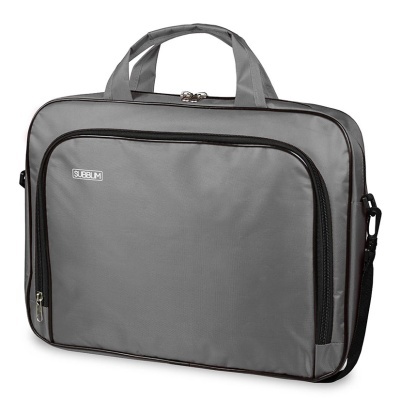 Pasta cinzenta para portátil com fecho e alça