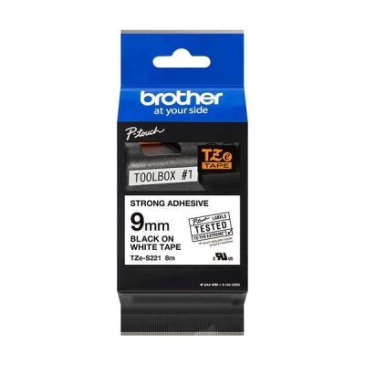 Etiqueta adesiva Brother P-touch TZ TAPE preto sobre branco 9 mm