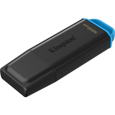 Pen USB Kingston preto e azul 128GB