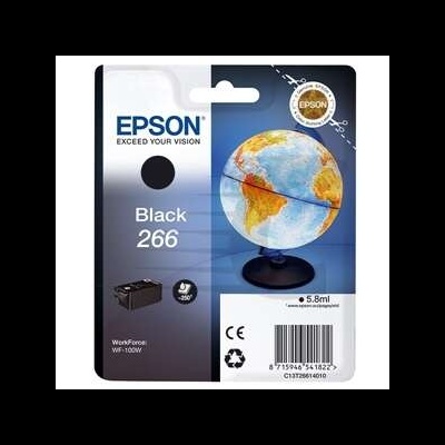 Cartucho de tinta Epson preto 266 para impressora WorkForce WF-100W na embalagem