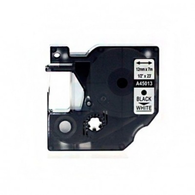 Cartucho de fita para rotuladora preto com rótulo branco