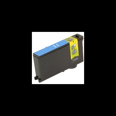 cartucho de tinta azul preto com etiqueta amarela PULL para impressora