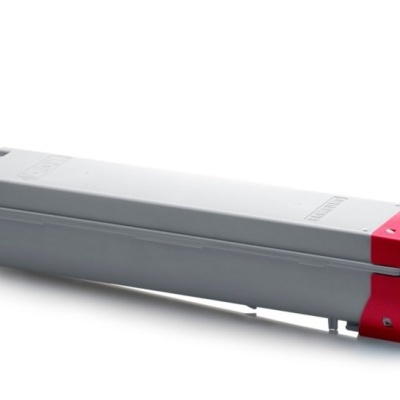 Cartucho de toner cinzento com tampa vermelha