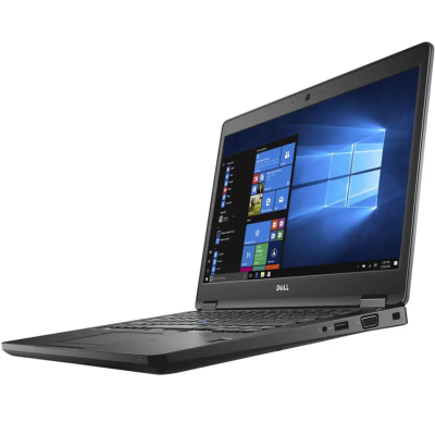 Portátil Dell preto com ecrã Windows 10 ligado