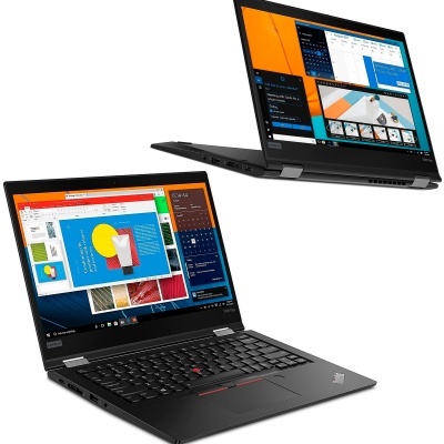 Portáteis Lenovo ThinkPad X390 Yoga preto com ecrã táctil e teclado com TrackPoint vermelho
