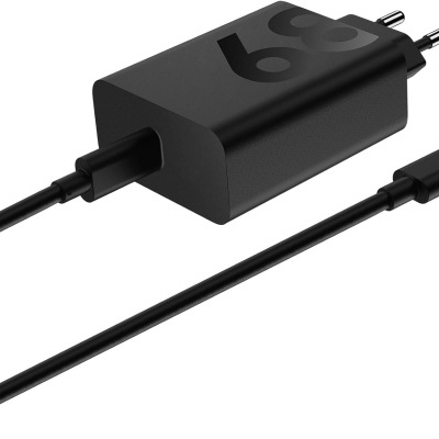 Carregador de parede preto com cabo USB-C