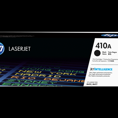 Embalagem de cartucho de impressão HP LaserJet 410A preto