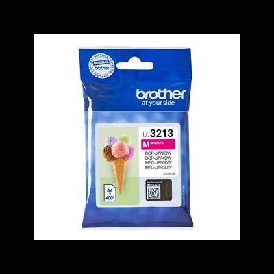 Embalação de tinteiro Brother magenta LC3213 com cone de gelado colorido