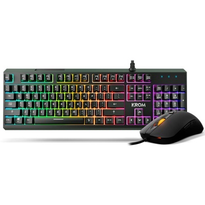 Teclado mecânico KROM RGB com rato preto iluminado