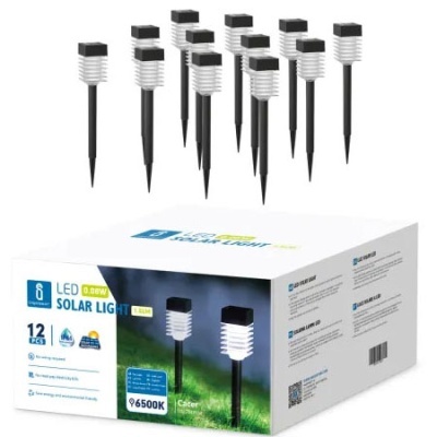 12 luzes LED solares para jardim em caixa branca