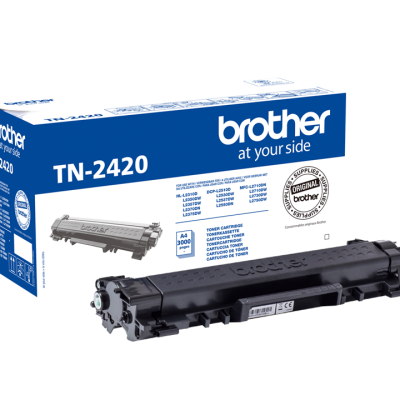 Cartucho de toner Brother TN-2420 com embalagem branca e azul