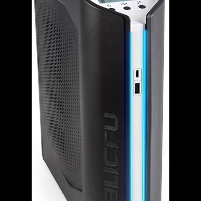 UPS Salicru Soho+ preto com ecrã digital azul e iluminação frontal azul