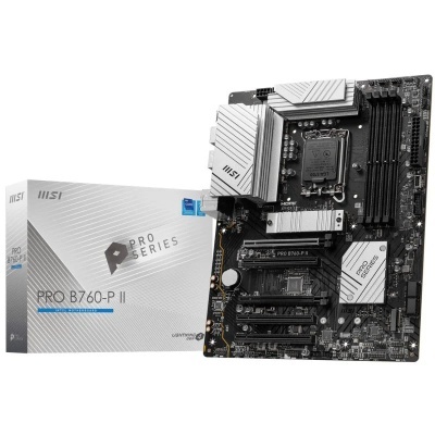 Placa-mãe MSI PRO B760-P II com caixa ao lado