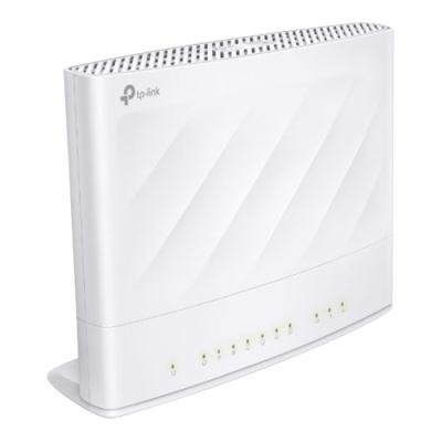 Router Wi-Fi branco tp-link com LEDs indicativos e ventilação superior