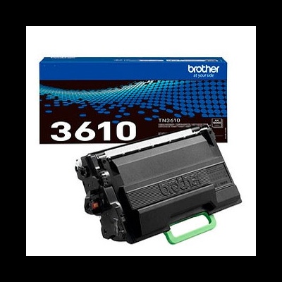 Cartucho de toner Brother TN-3610 preto com embalagem azul e preto