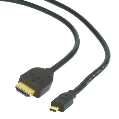 Cabo HDMI preto com conectores dourados num fundo branco