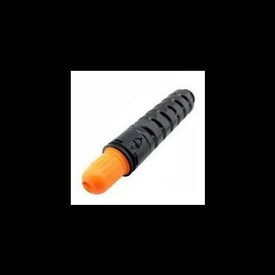 Tubo preto com tampa laranja, fundo branco