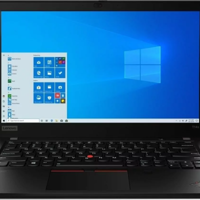 Computador portátil Lenovo ThinkPad T14s preto com teclado QWERTY e ecrã Windows 10