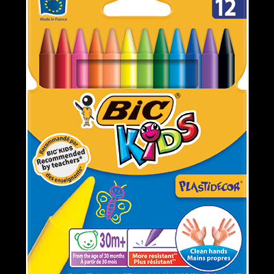 Embalagem de 12 lápis de cor BIC KIDS PLASTIDECOR coloridos