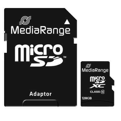 Adaptador Micro SD negro MediaRange e cartão Micro SDXC 128GB