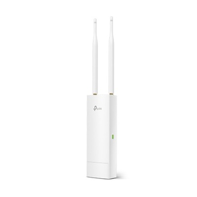 Roteador branco TP-Link com duas antenas verticais e indicador verde