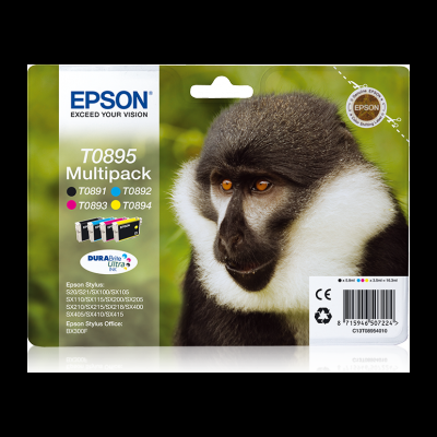 Pack multiplo de tinta Epson T0895 com imagem de macaco