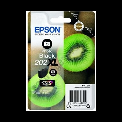 Embalagem de tinta preta para impressora Epson Photo Black 202XL com imagens de kiwis